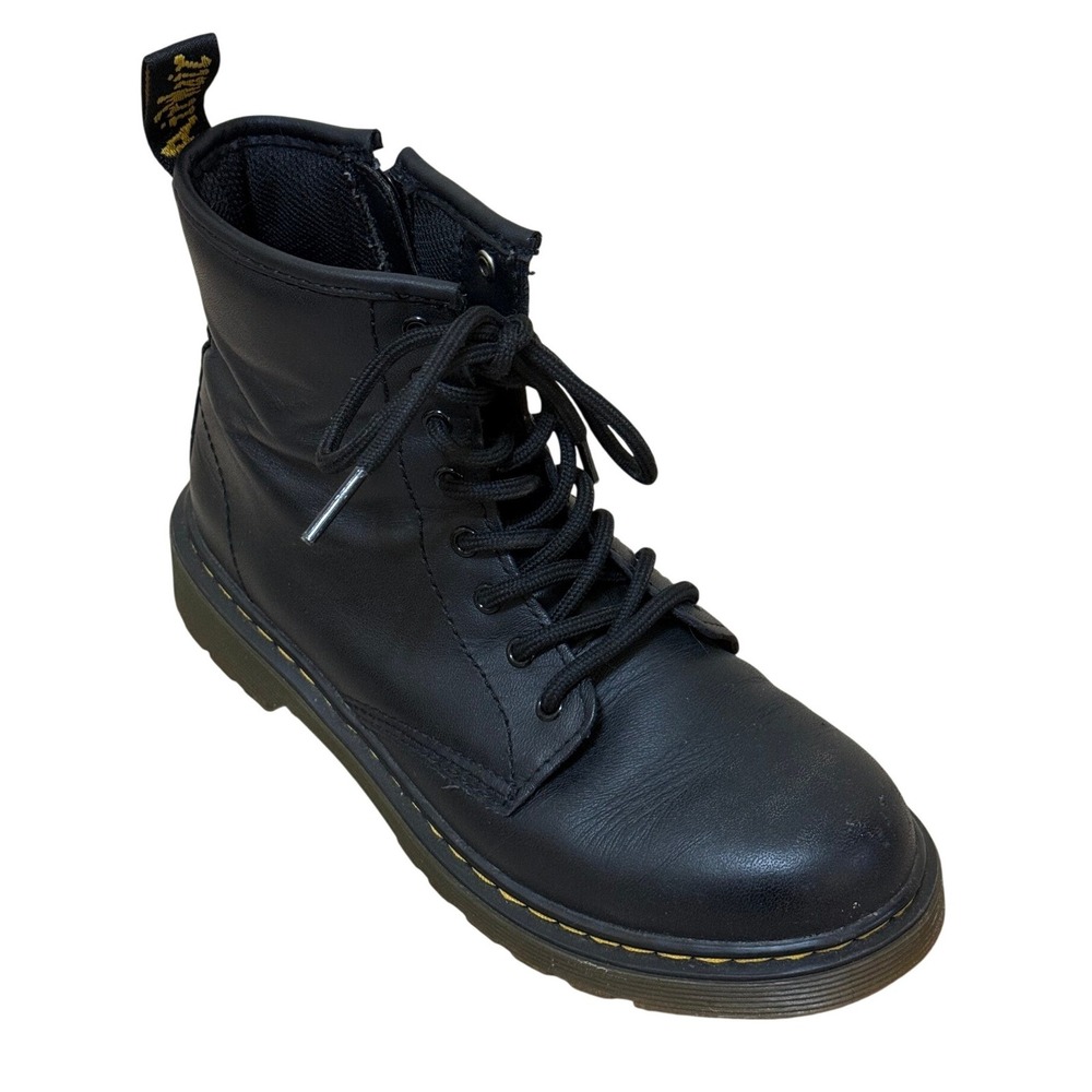 Dr.‎ Martens Women 1460 J Boots 5 Black Leather Side Zip Lace Up Goth Punk Rock